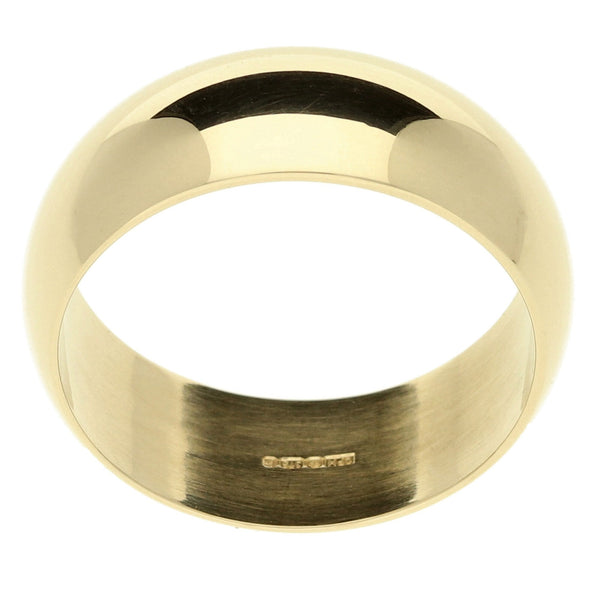 9ct Yellow Gold D-Shape Wedding Band - Size S - 8mm