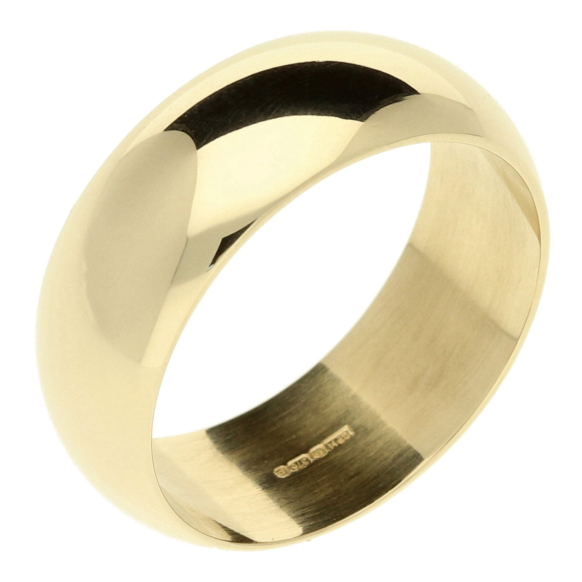 9ct Yellow Gold D-Shape Wedding Band - Size S - 8mm