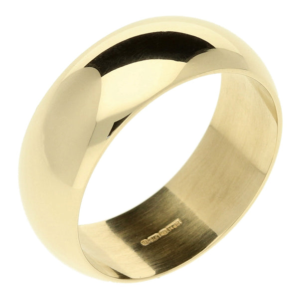 9ct Yellow Gold D-Shape Wedding Band - Size S - 8mm