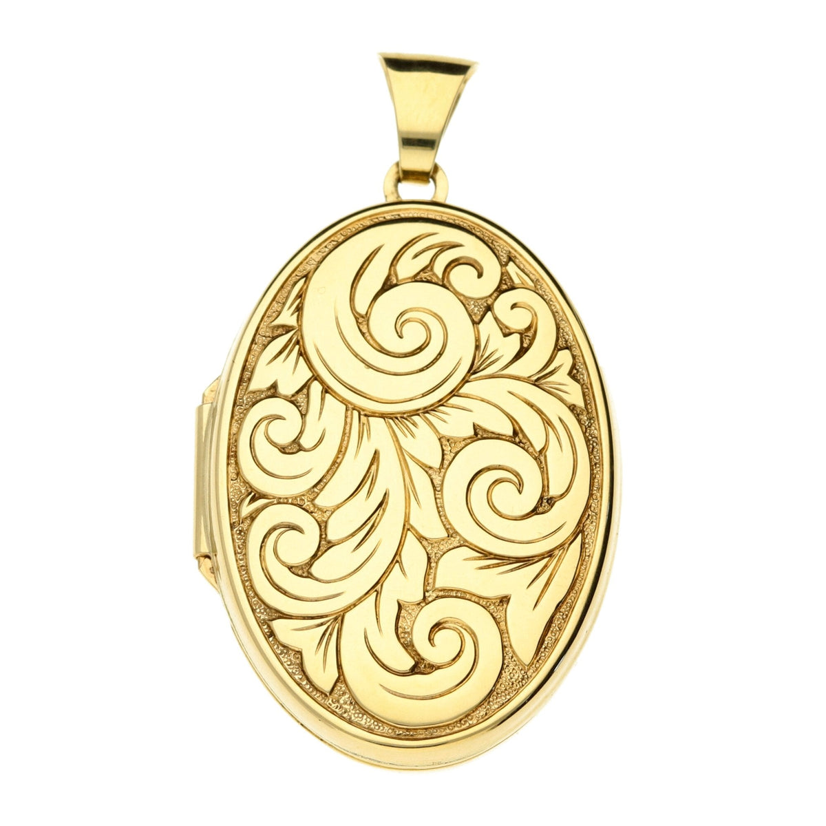 9ct Yellow Gold Oval Engraved Locket - 4.3g