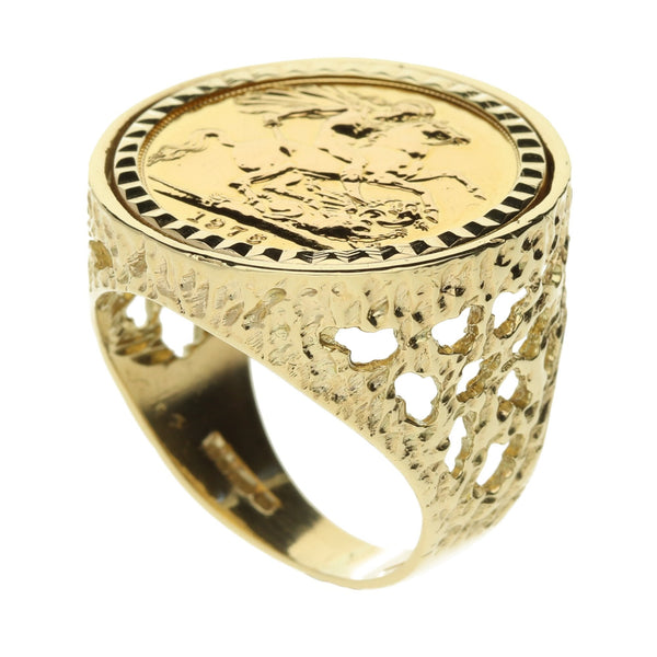 Gold 1976 Full Sovereign Ring – Size U - 17.g