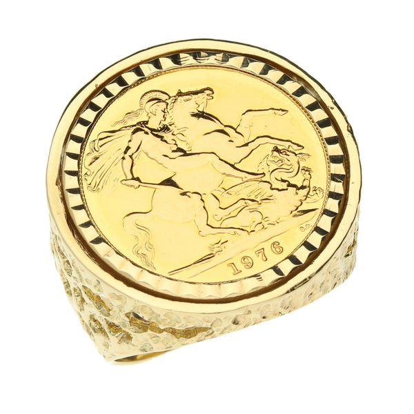 Gold 1976 Full Sovereign Ring – Size U - 17.g