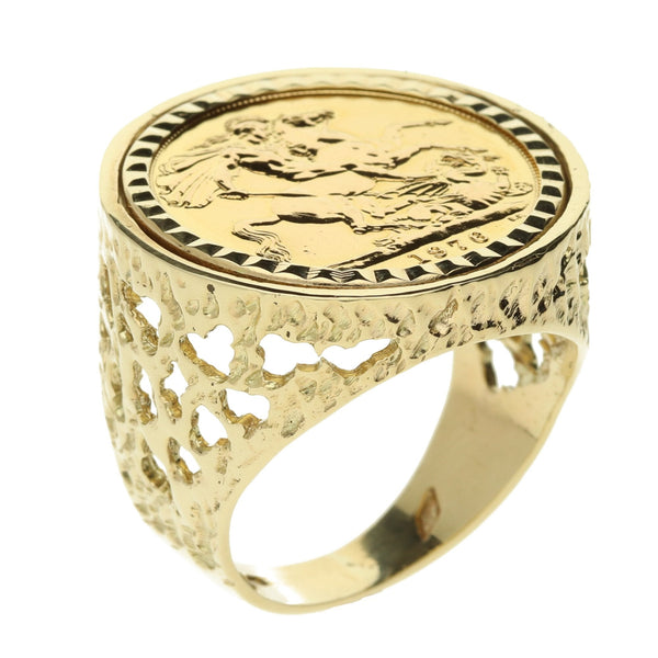 Gold 1976 Full Sovereign Ring – Size U - 17.g