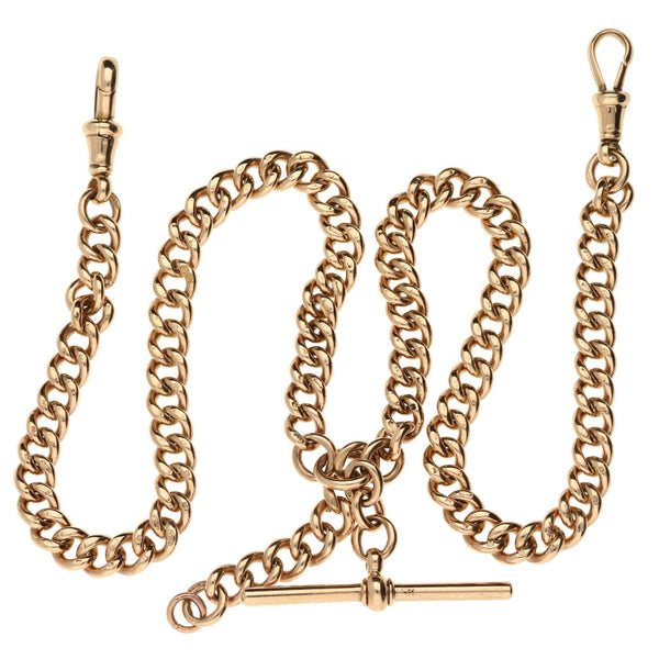 9ct Rose Gold Double Albert Bracelet - 51.4g