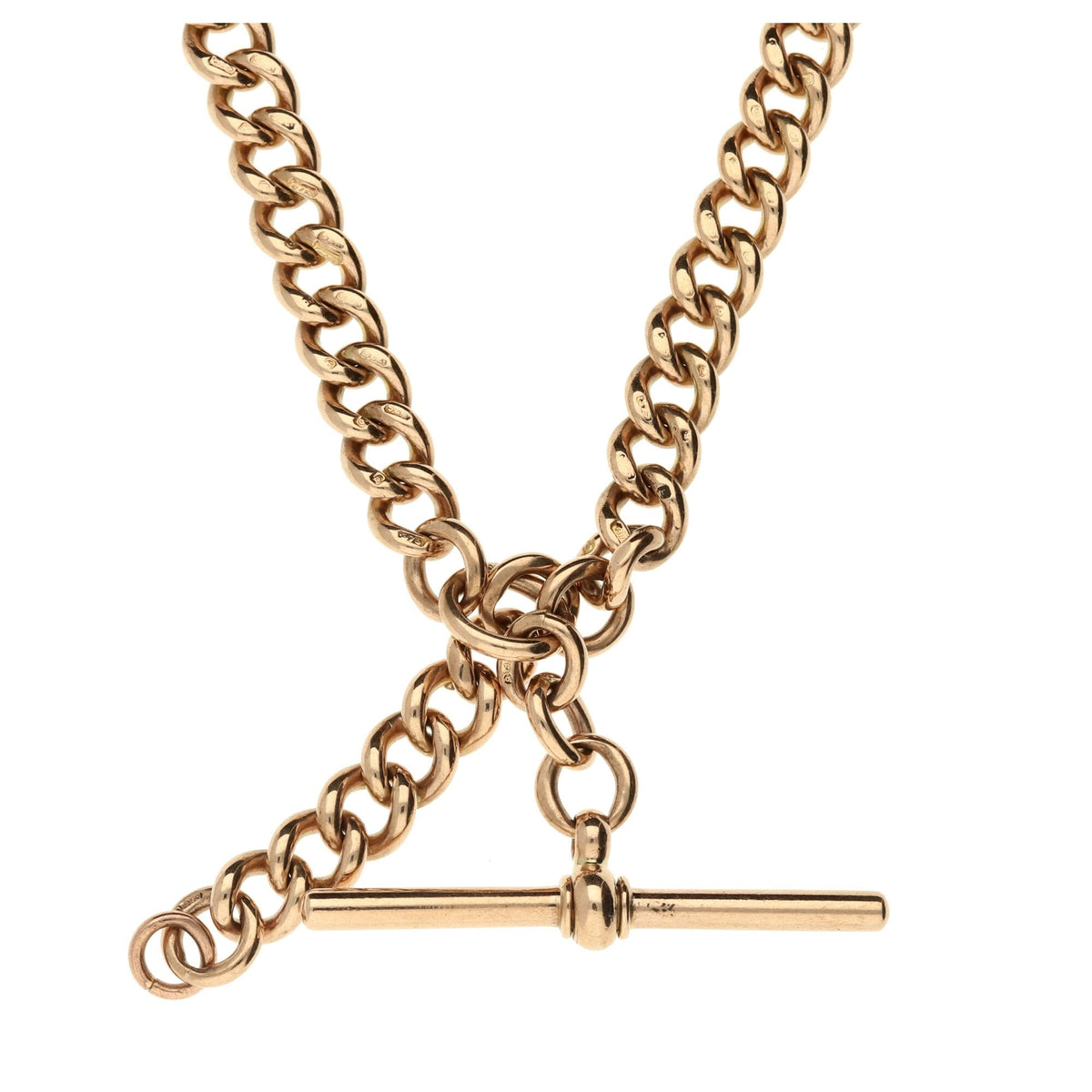 9ct Rose Gold Double Albert Bracelet - 51.4g