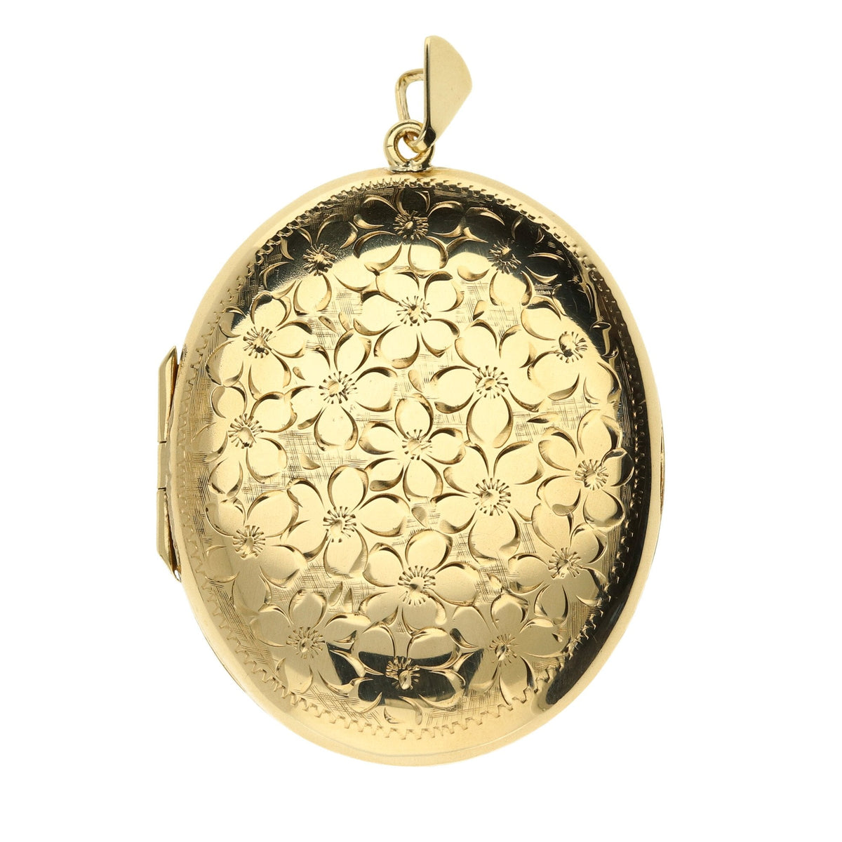 9ct Yellow Gold Oval Patterned Locket - 12.4g