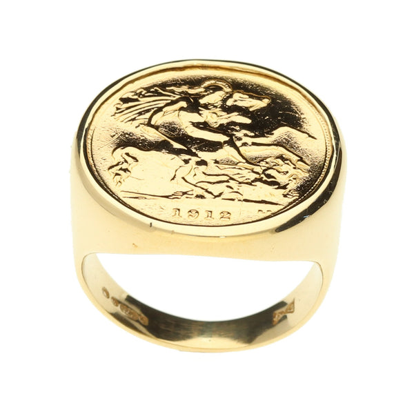 1912 Gold Half Sovereign Ring - Size N - 11.0g