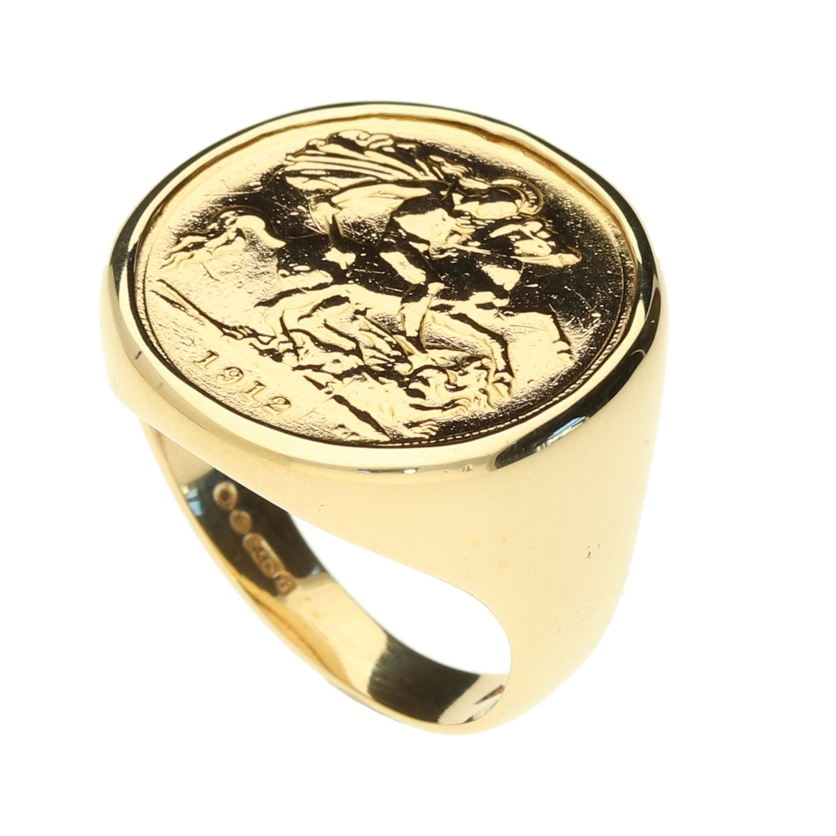 1912 Gold Half Sovereign Ring - Size N - 11.0g