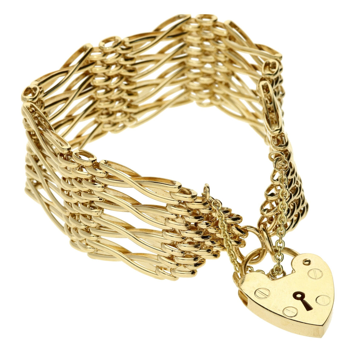 9ct Yellow Gold 8 Bar Gate Bracelet - 36.6g