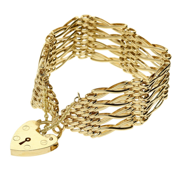 9ct Yellow Gold 8 Bar Gate Bracelet - 36.6g