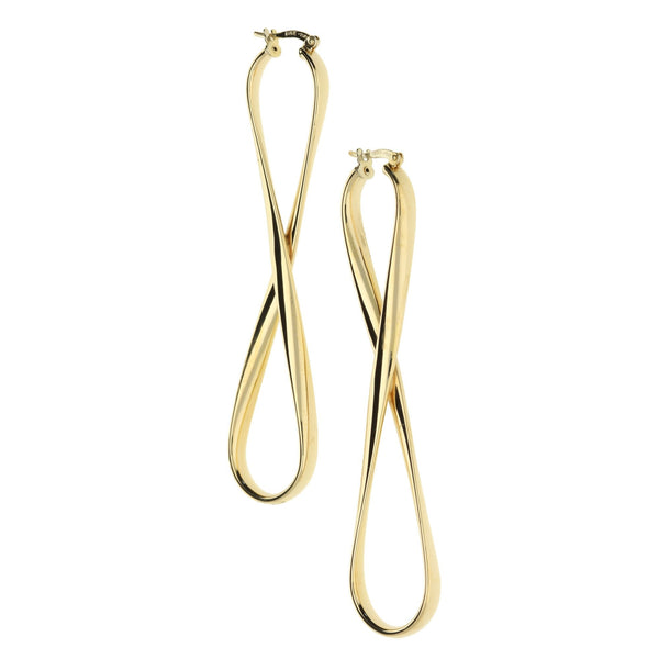9ct Yellow Gold Twist Creole Earrings - 3.7g