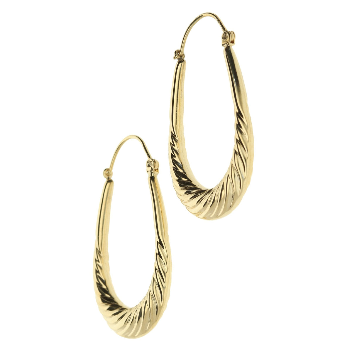9ct Yellow Gold Patterned Creole Earrings - 2.6g
