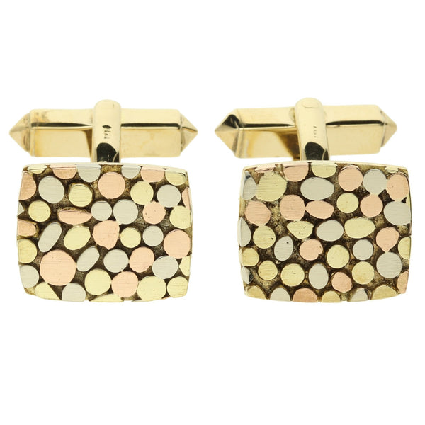 9ct Multi-Tone Gold Patterned Cufflinks - 15.9g