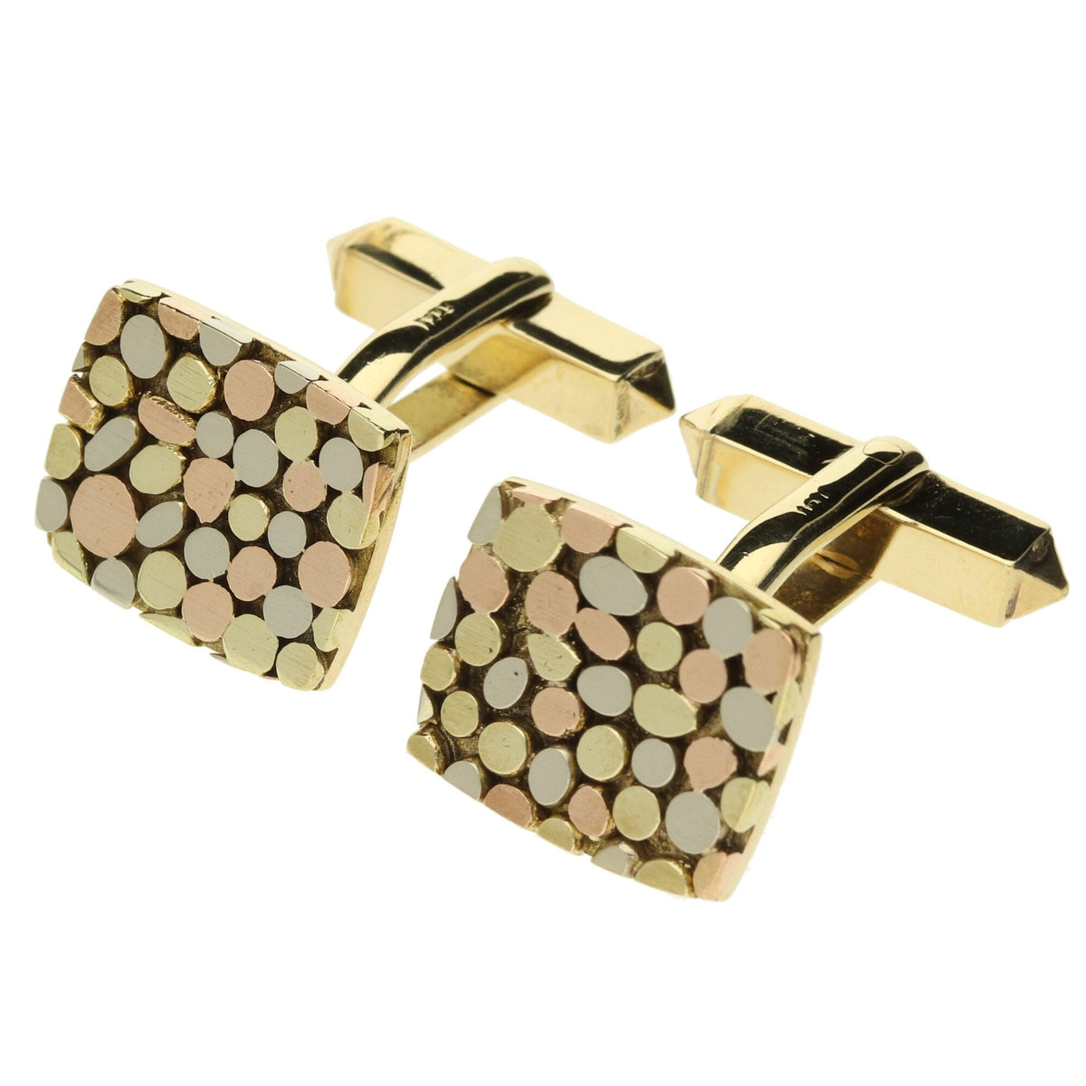 9ct Multi-Tone Gold Patterned Cufflinks - 15.9g