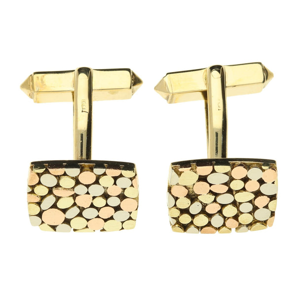 9ct Multi-Tone Gold Patterned Cufflinks - 15.9g