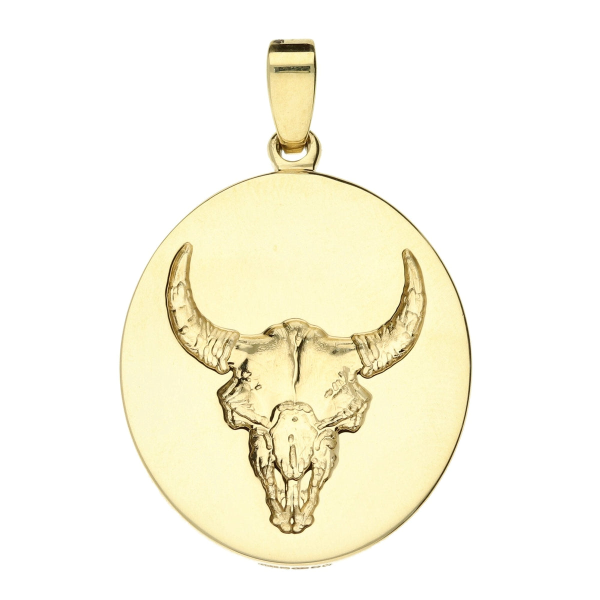 9ct Yellow Gold Buffalo Head Pendant - 11.6g