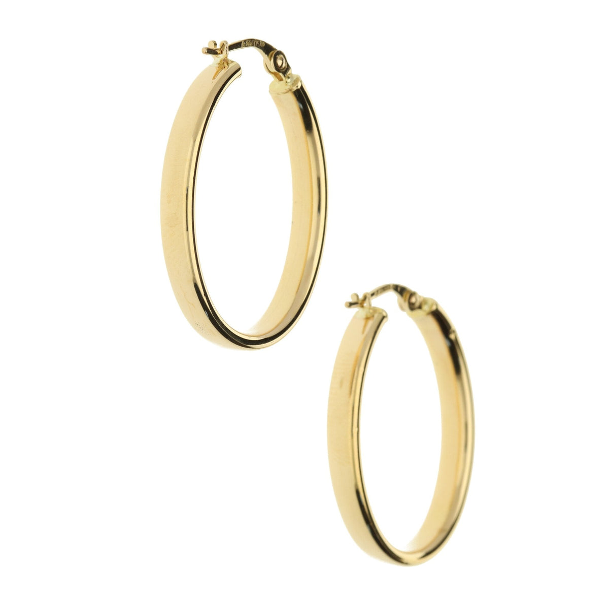 9ct Yellow Gold Hollow Hoop Earrings - 3.2g