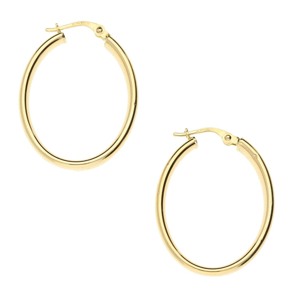 9ct Yellow Gold Hollow Hoop Earrings - 3.2g