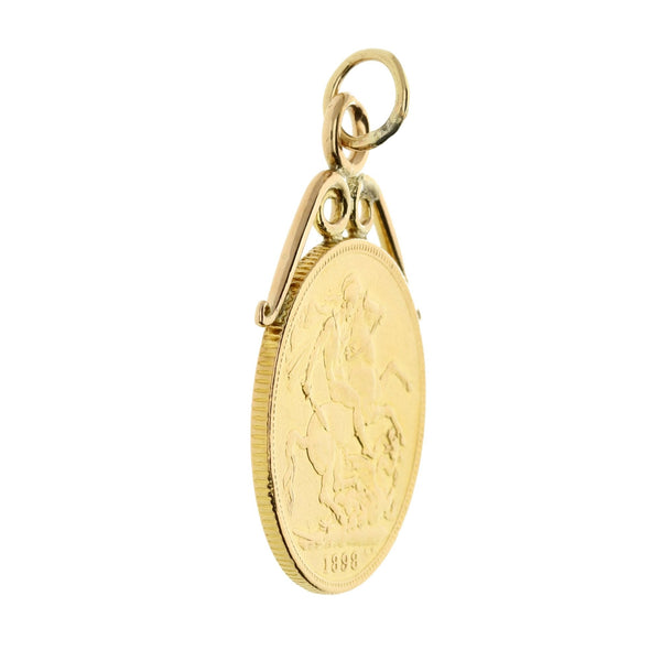 1898 Scroll Top Full Sovereign Pendant - 8.7g