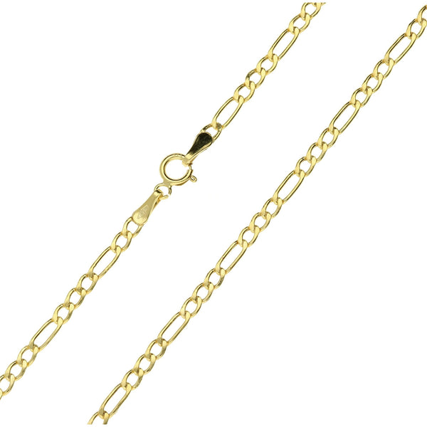 9ct Yellow Gold Hollow Figaro Chian - 20 Inches - 1.8g