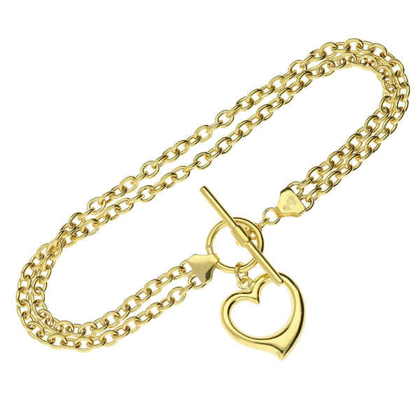 9ct Yellow Gold Love Heart Bracelet - 4.6g