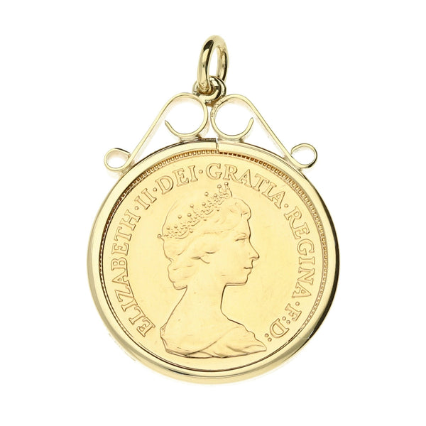 1982 Gold Scroll Top Half Sovereign Pendant - 5.0g