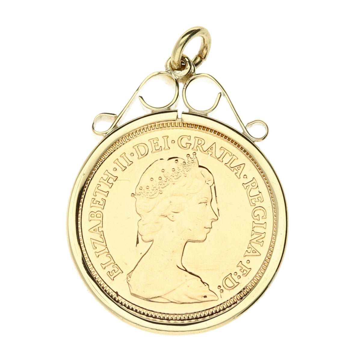 Gold 1982 Scroll Top Half Sovereign Pendant - 5.0g