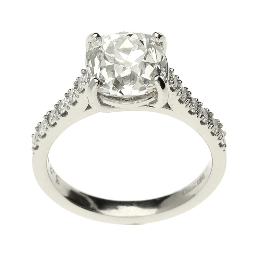 Platinum Cushion Cut Diamond Engagement Ring - 3.57ct - Size M½