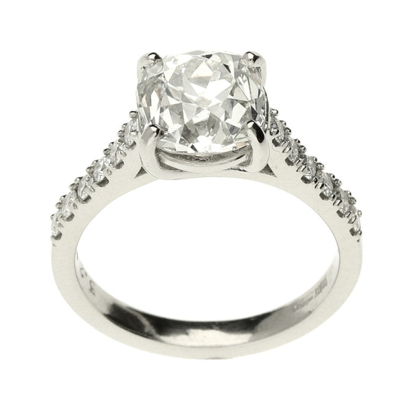 Platinum Cushion Cut Diamond Engagement Ring - 3.57ct - Size M½