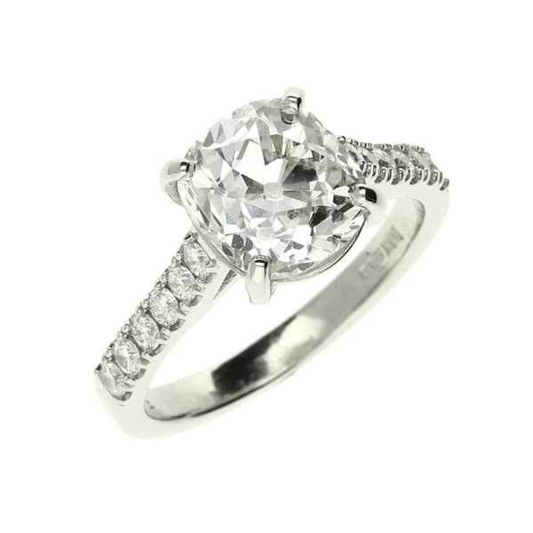 Platinum Cushion Cut Diamond Engagement Ring - 3.57ct - Size M½