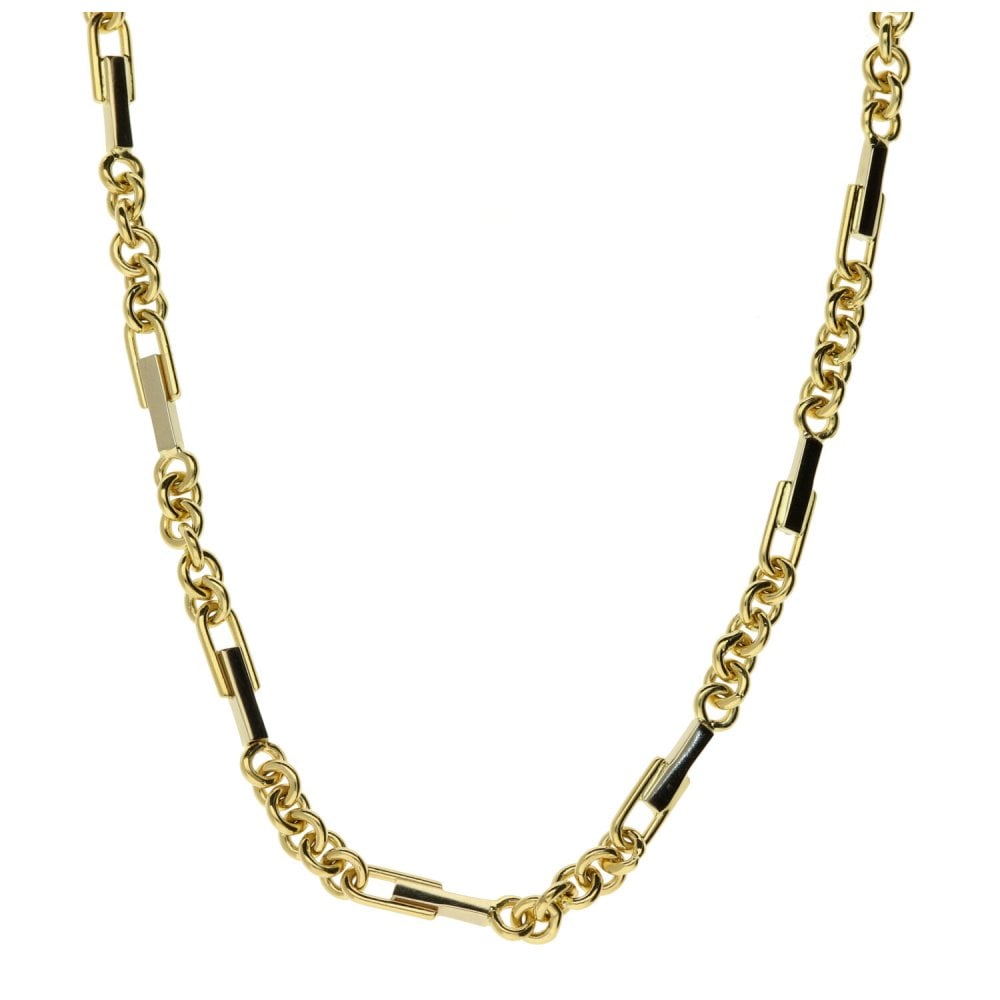 18ct Yellow and White Gold Ladies Fancy Chain - 20 inch - 20.5g