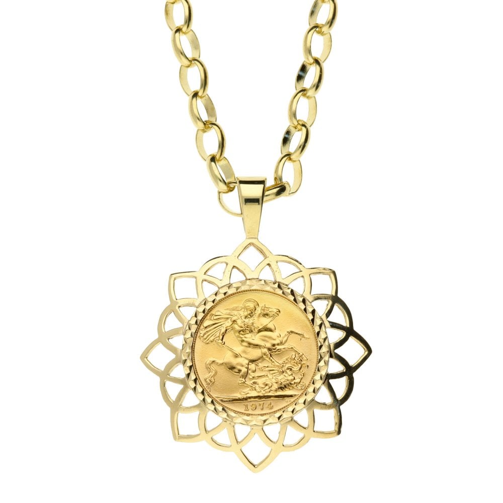 Gold 1974 Sovereign Pendant & Belcher