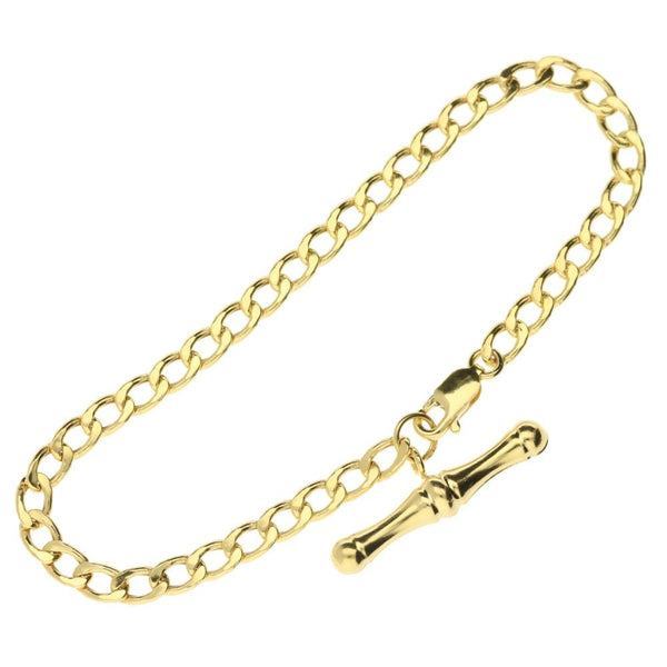 9ct Gold Hollow Curb Bracelet With T-Bar -2.7g