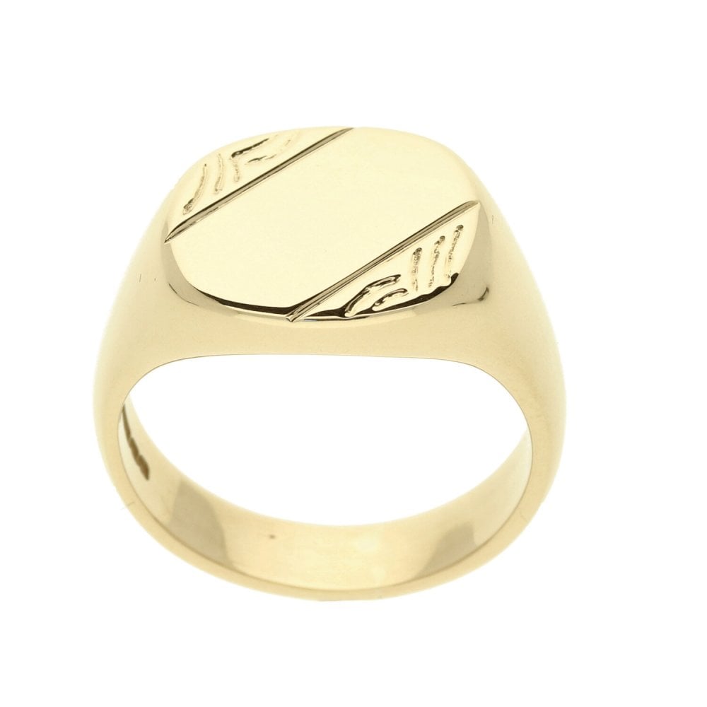 9ct Yellow Gold Gents Square Signet Ring - 16.9g