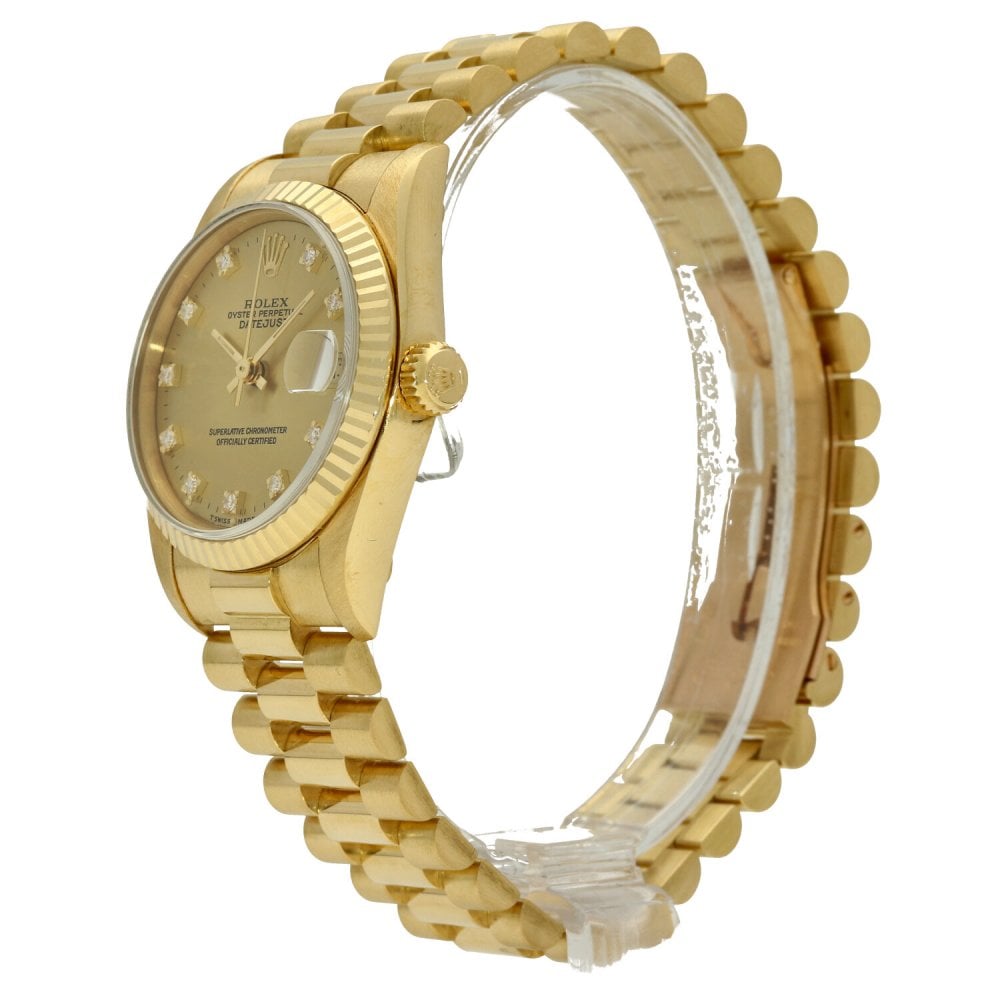 Datejust 68278 - 18ct Gold Midsize Watch - Diamond Dial - 1997