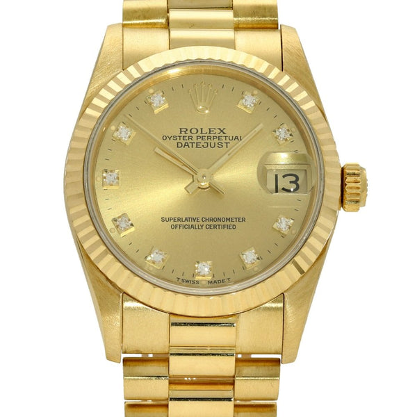 Datejust 68278 - 18ct Gold Midsize Watch - Diamond Dial - 1997