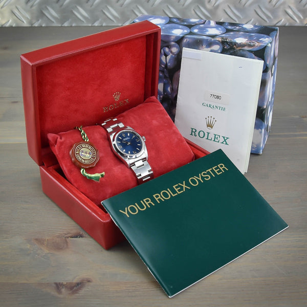 Oyster Perpetual 77080 - Midsize Watch - Blue Dial - 2001