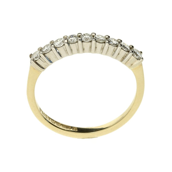 9ct Yellow Gold Diamond Half Eternity Ring - Size I- 0.20ct
