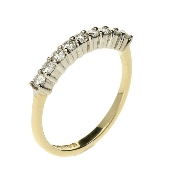 9ct Yellow Gold Diamond Half Eternity Ring - Size I- 0.20ct