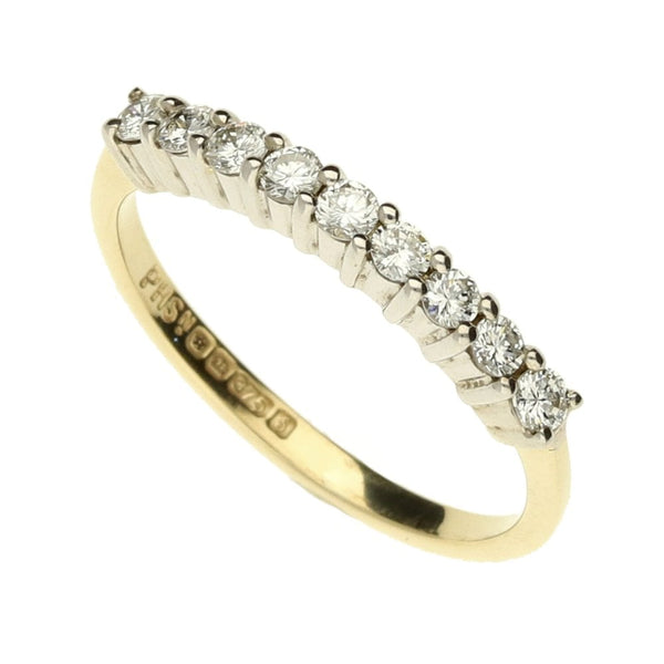 9ct Yellow Gold Diamond Half Eternity Ring - Size I- 0.20ct