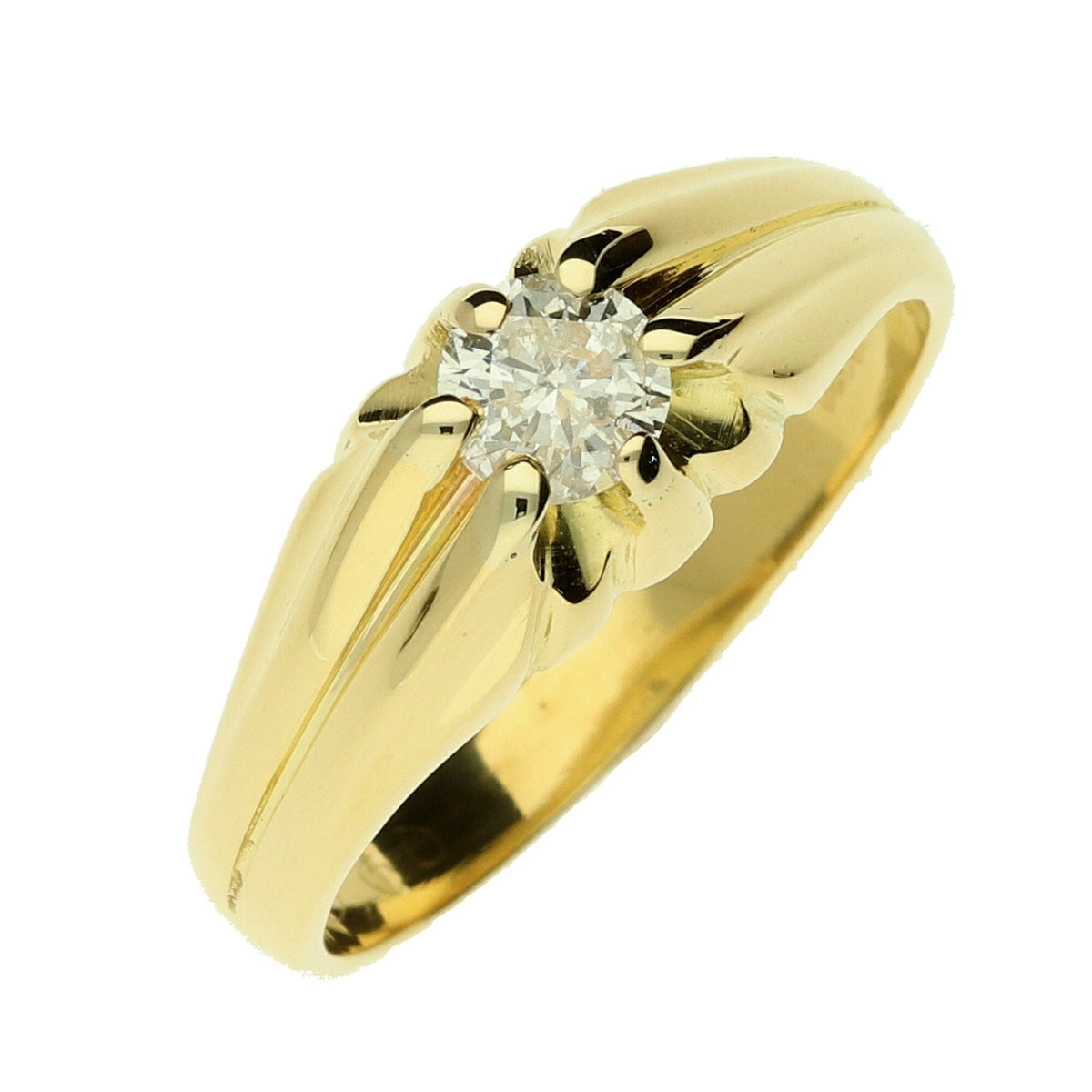 18ct Yellow Gold Gents Diamond Ring - 6.6g