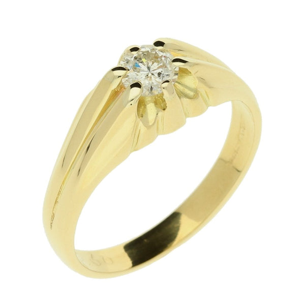 18ct Yellow Gold Gents Diamond Ring - 6.6g