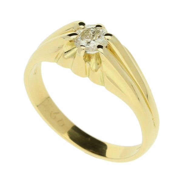 18ct Yellow Gold Gents Diamond Ring - 6.6g