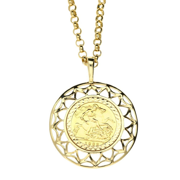 Gold 1982 Sovereign Pendant & Belcher Chain 26inch