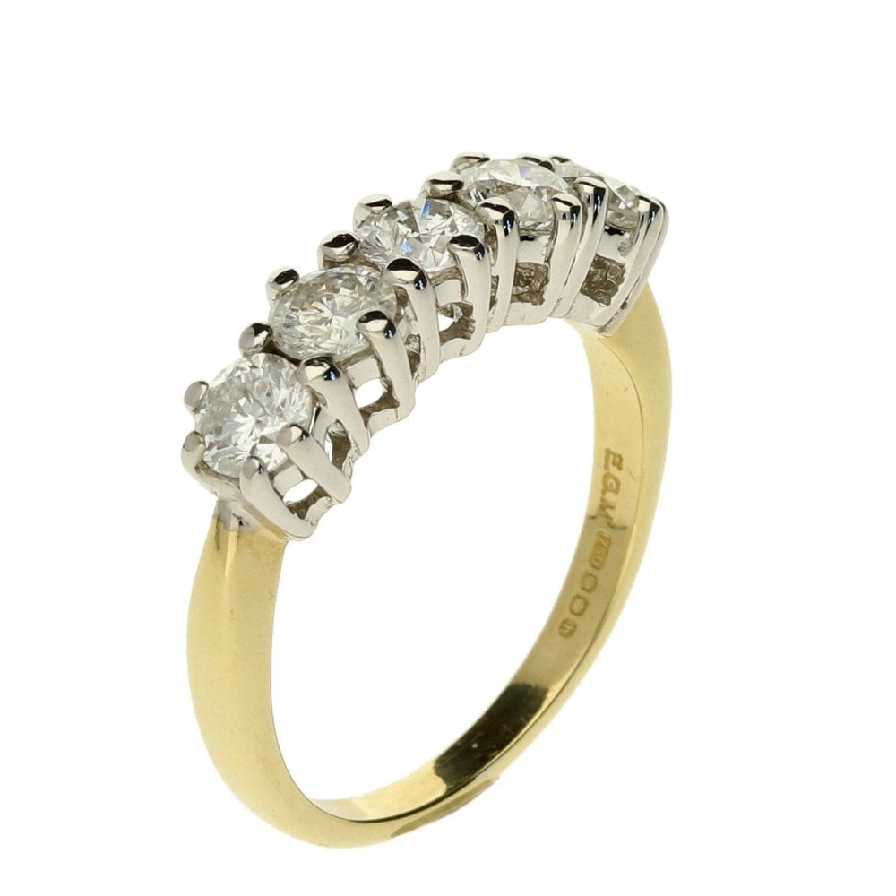 18ct Yellow Gold Half Eternity Ring 1ct-Size J