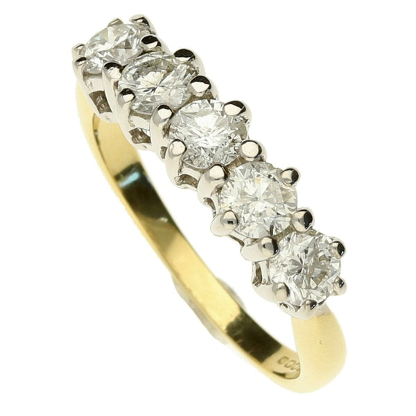 18ct Yellow Gold Half Eternity Ring 1ct-Size J