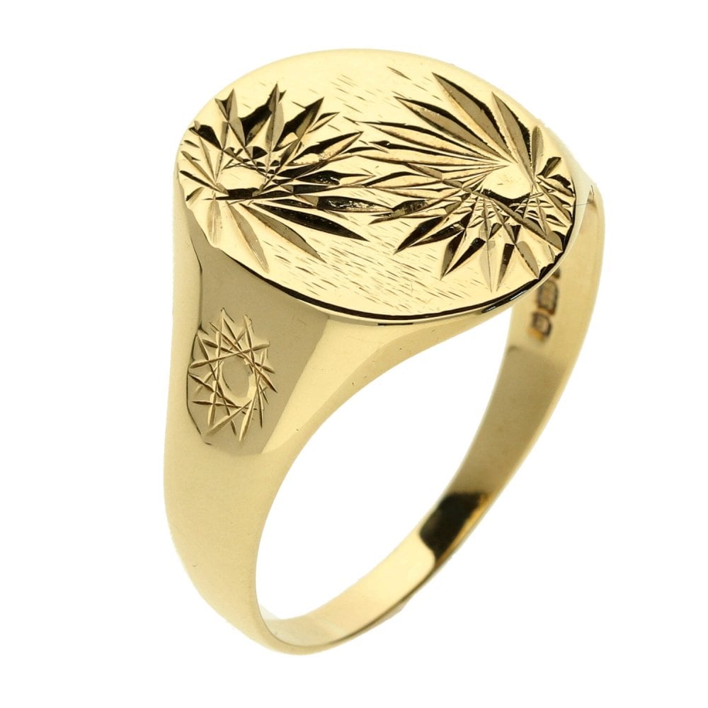9ct Yellow Gold Gents Oval Signet Ring - 6g