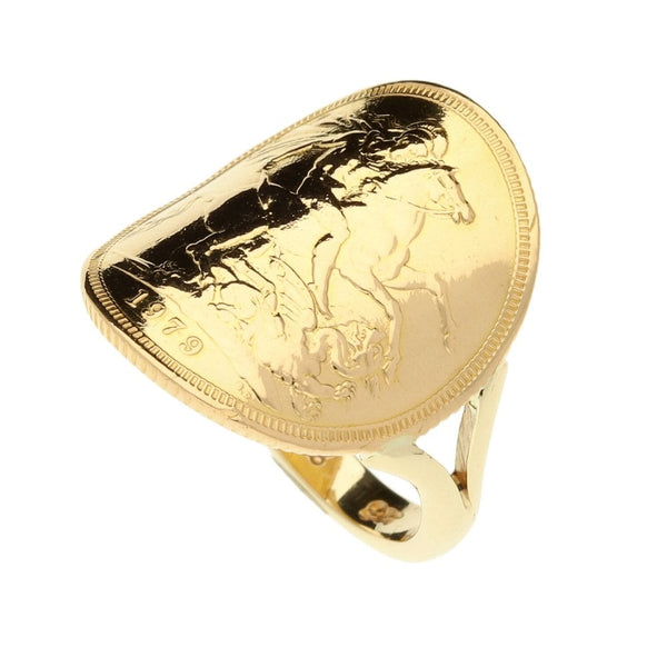 Gold 1979 Full Sovereign Ring – Size Q - 10.01g