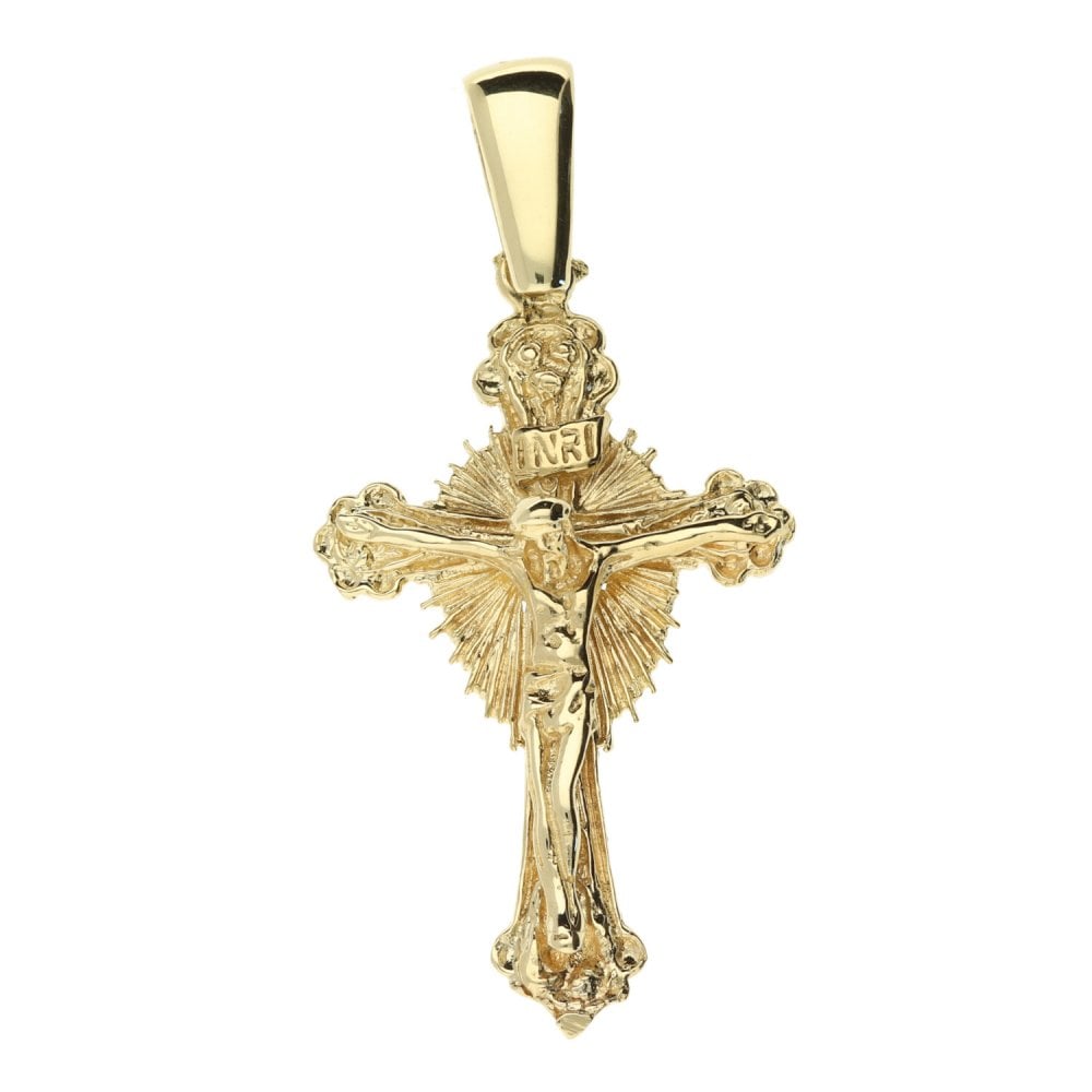 9ct Yellow Gold Sunburst Crucifix5.4g