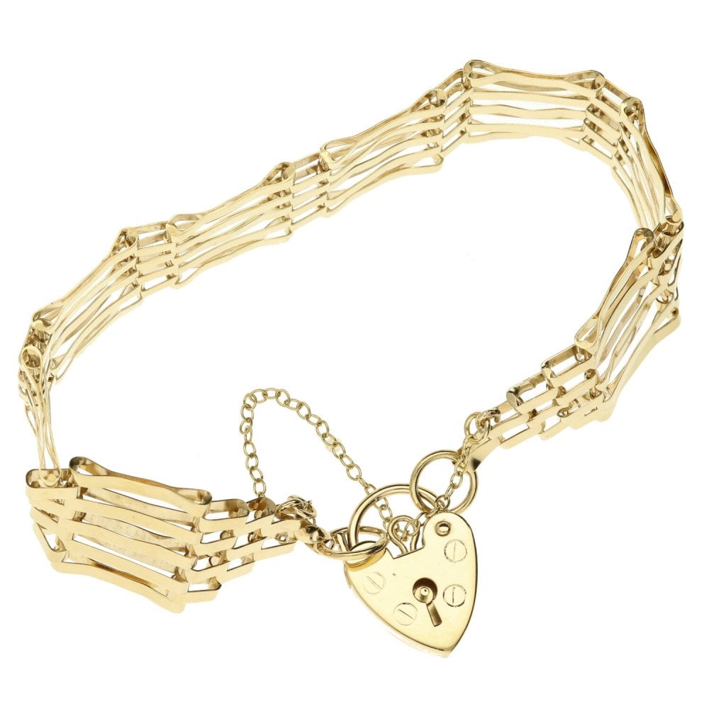 9ct Yellow Gold 5 Bar Gate Bracelet - 11.3g